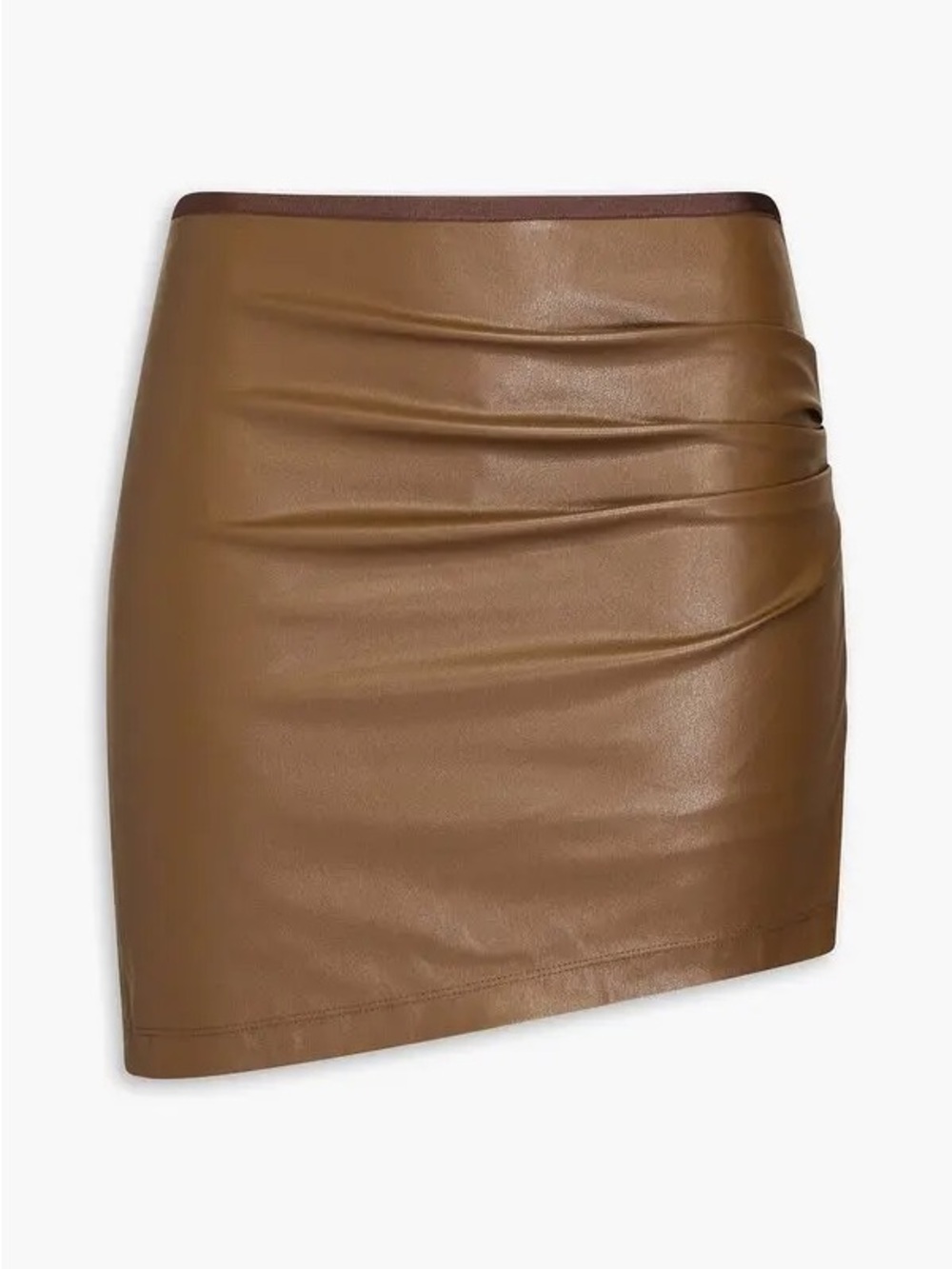 Helmut Lang NWT Faux Leather Ruched Mini Skirt - in color Cigar - Large